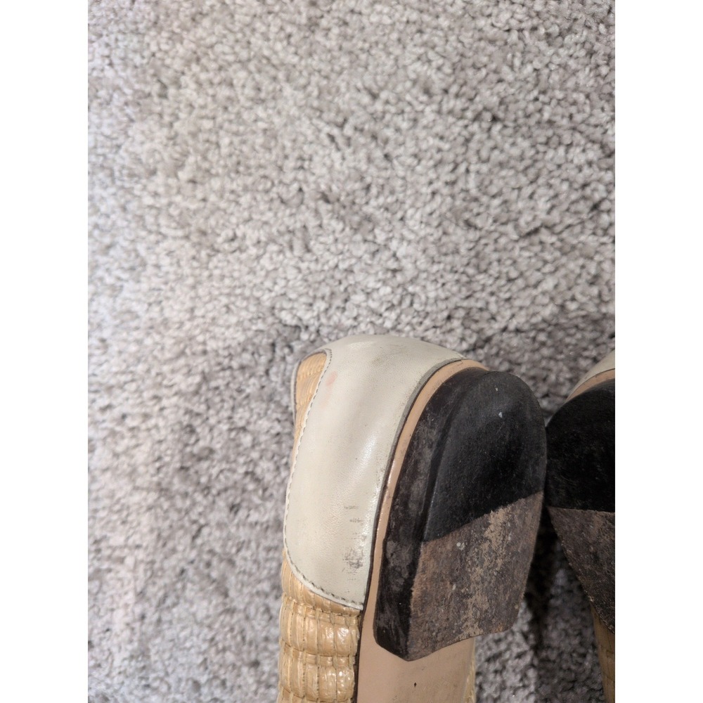 Gucci Straw Raffia Bamboo Horsebit Ballet Flats Beige Tan Leather 9.5B 171971 - Picture 8 of 10